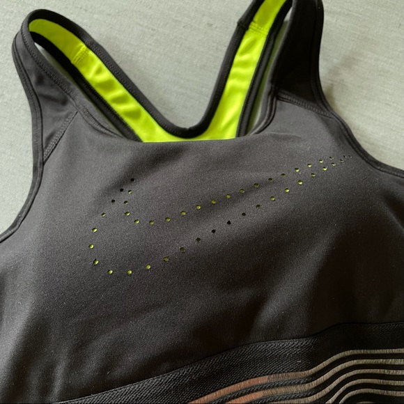Nike Dri-fit Sports Bra -black Neon yellow/green S - Picture 2 of 9